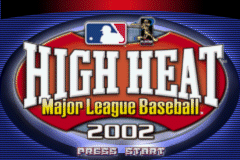 High Heat Major League Baseball 2002 title screen for GameBoy Advance
